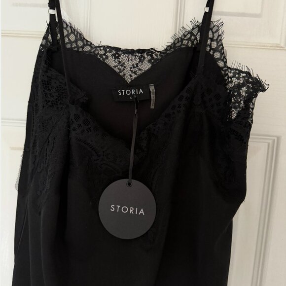 NWT Storia Black Lace Trim Slip - Picture 2 of 3